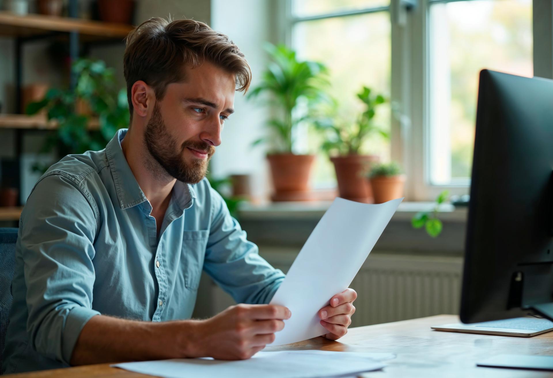 Man bekijkt energie berekening voor duurzame installatie thuis